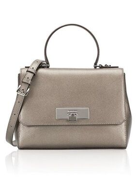 MICHAEL KORS ✨Callie✨ NICKEL SMALL MESSENGER SAFFIANO LEATHER  BAG 🌟LIKE NEW🌟